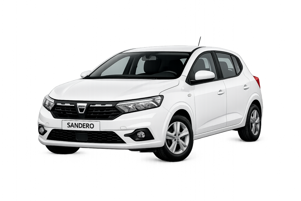 White Dacia Sandero Hire Car